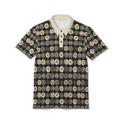 "Punk Polka", Unisex Polo Shirt (Iced Almond Collar)