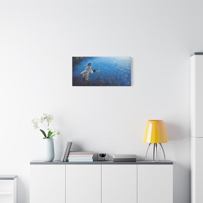 "Sky Kin III – Gannet Above the Tidal Script", Fine Art Matte Canvas, Stretched, 1.25"