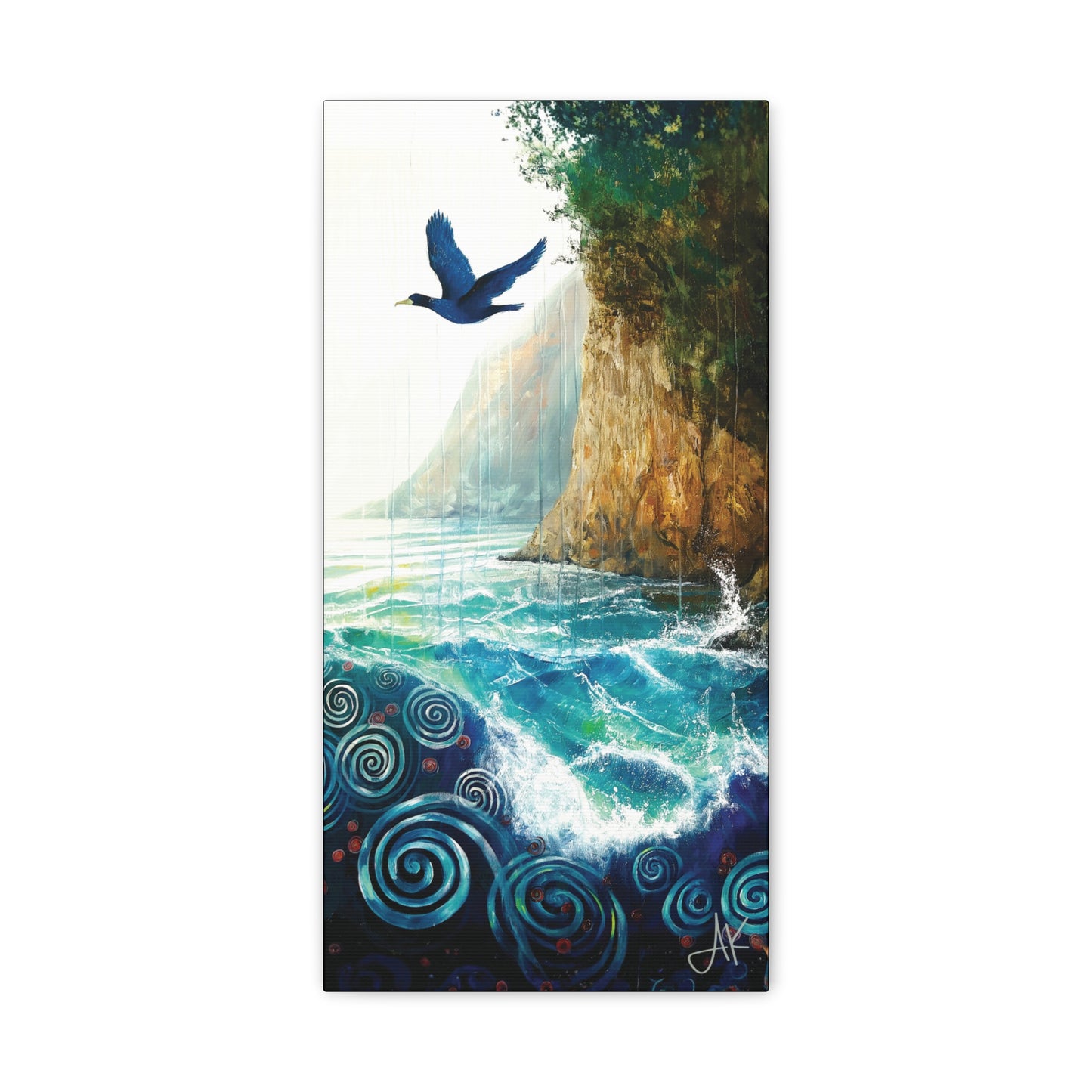 "Sky Kin VI – Gannet Over the Spiral Sea", Fine Art Matte Canvas, Stretched, 1.25"