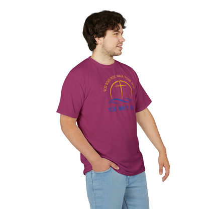 "God Does Not Walk Your Path", Unisex T-shirt (Dark Pink)