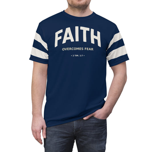 "Faith Overcomes Fear", Unisex Tee (Cambridge Blue)