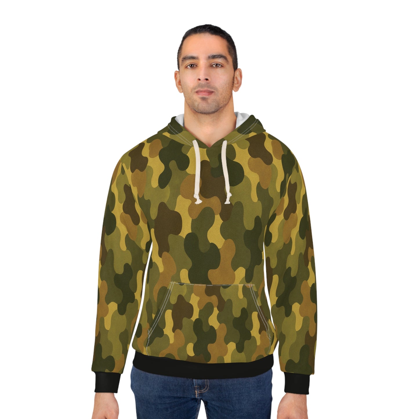 "SASR inspired Day-Ops Camouflage" Style 01, Unisex Wearable Art Pullover Hoodie (SASR Black Cuffs & Waist)