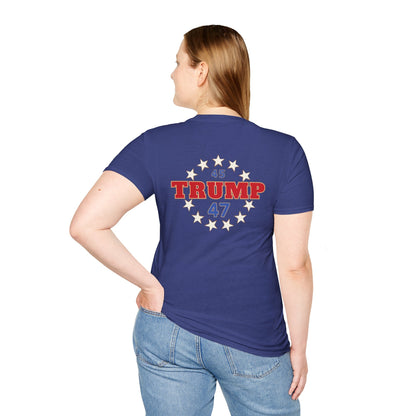 "Trump 45-47 Circle of Stars", Unisex Softstyle T-Shirt
