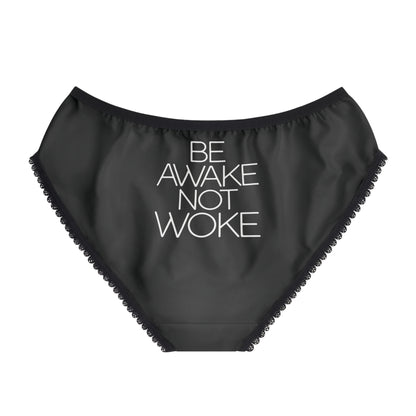 "Be Awake Not Woke" #2, Women's Briefs (Void Black)