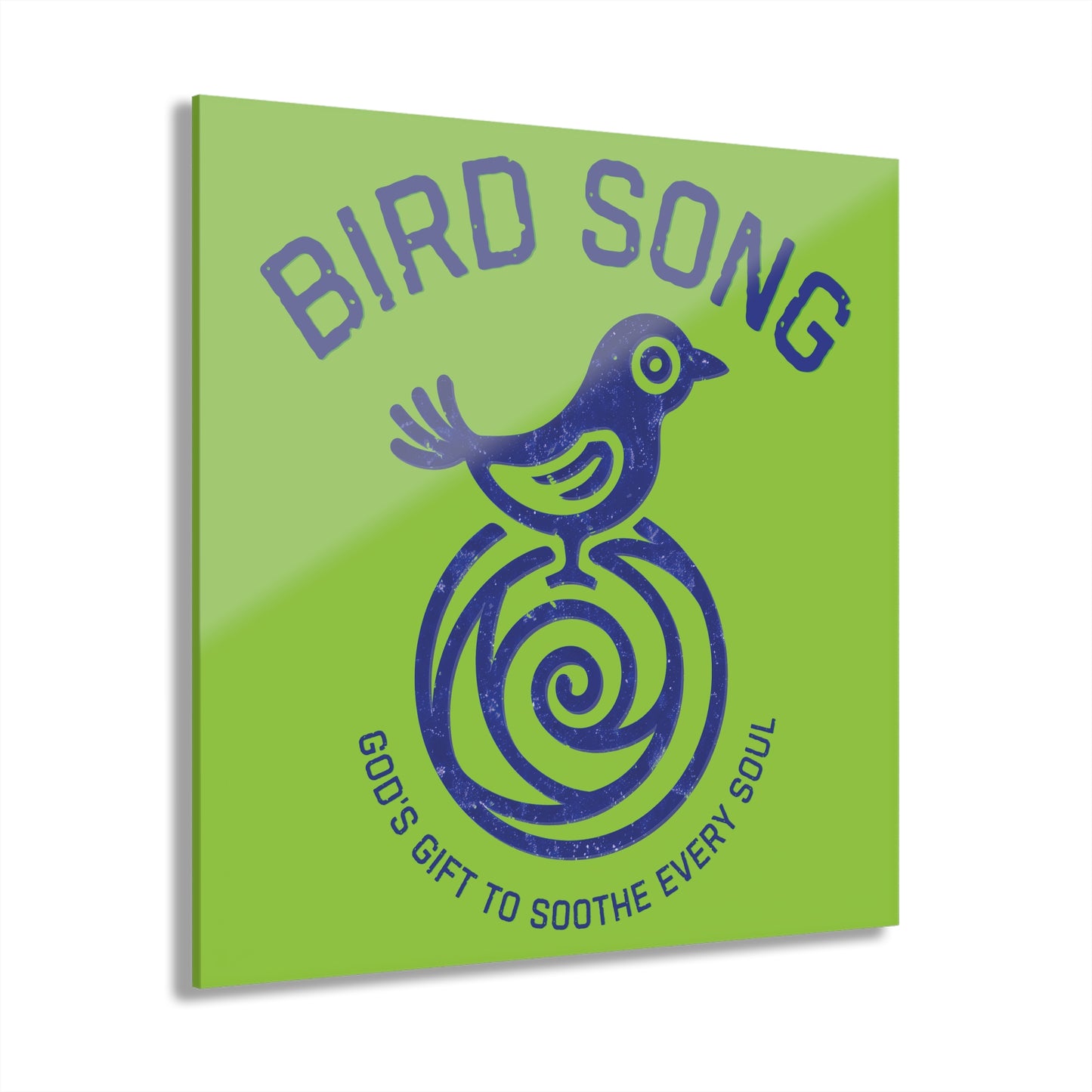 "Bird Song", Christian Acrylic Wall Prints (French Cleat Hanging) (Chartreuse Green)