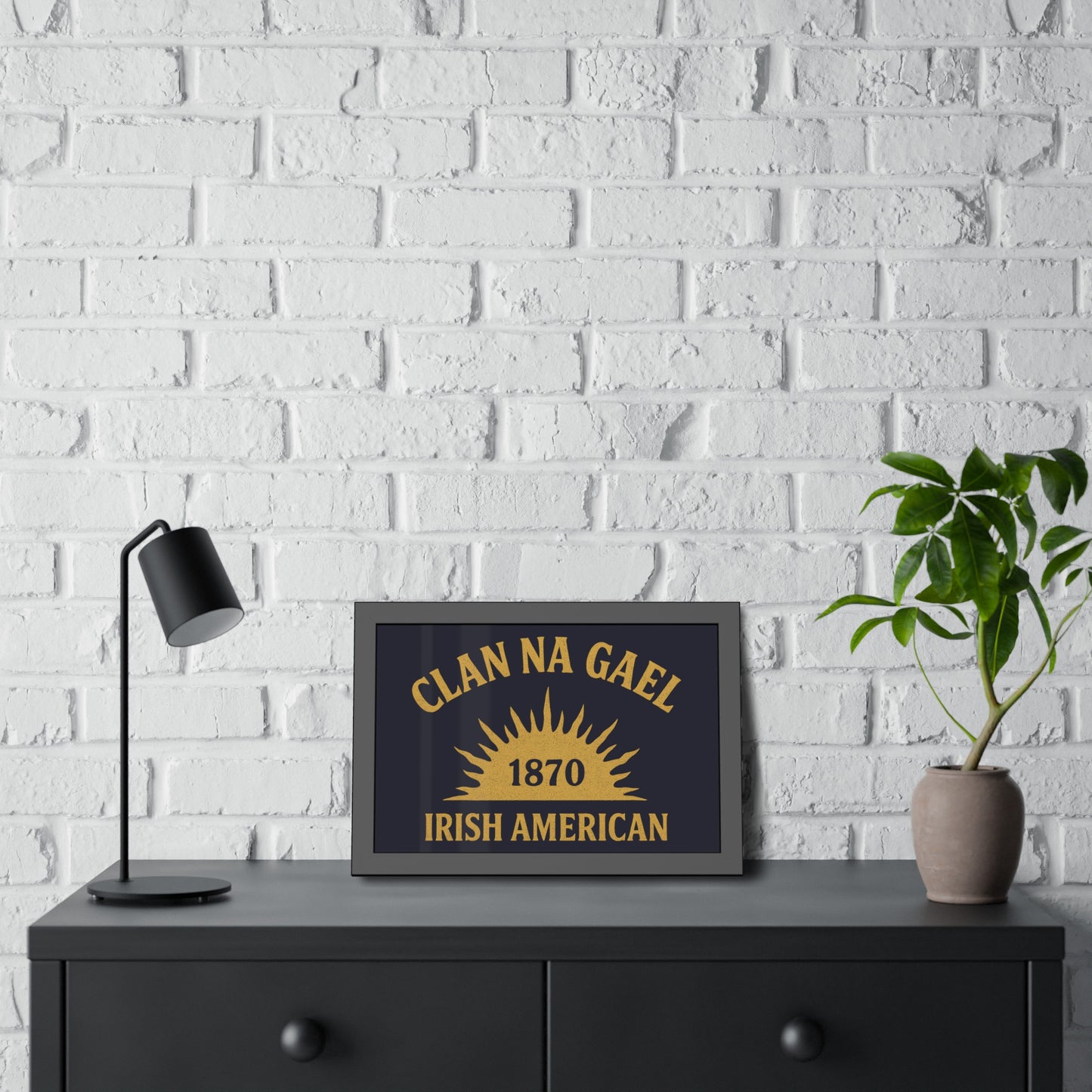"Clan na Gael - Irish American", Framed Paper Poster (Black Rock Blue)