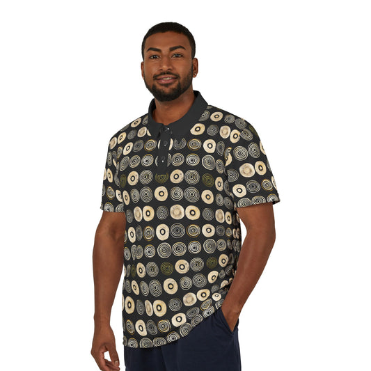 "Punk Polka", Unisex Polo Shirt (Plain Black Collar)