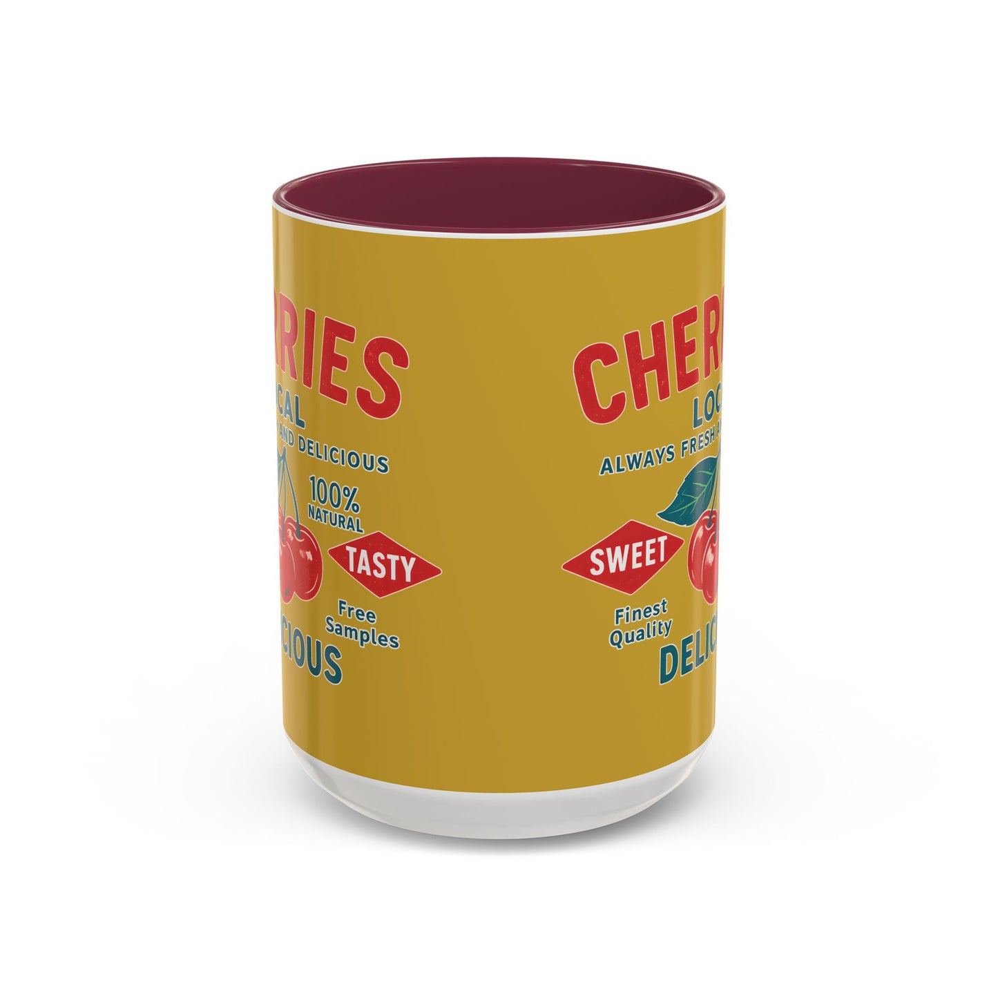 "Delicious Cherries", Colorful Mugs (11oz, 15oz) (Forgelight Gold)