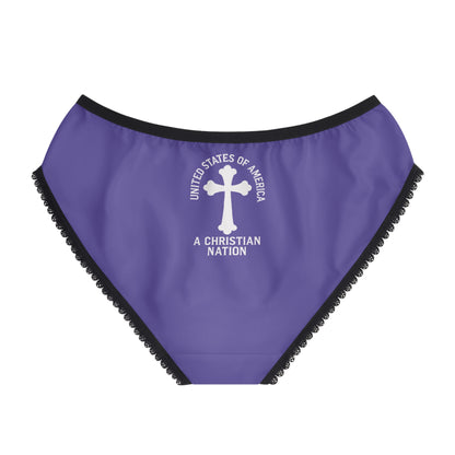 "USA - A Christian Nation" #04, Women's Briefs (Electric Indigo)