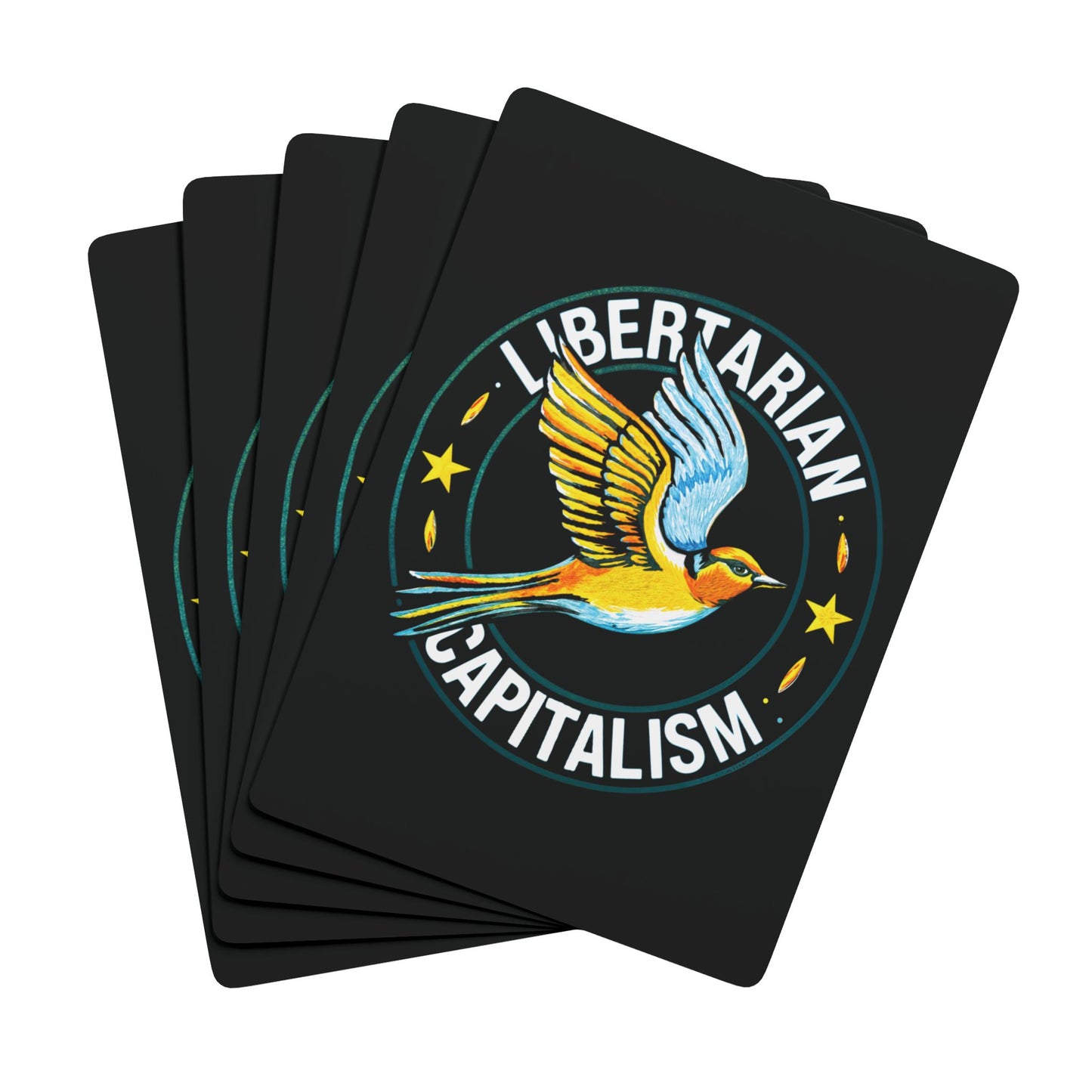 "Libertarian-Capitalism",  Political Playing Cards (70's Black)