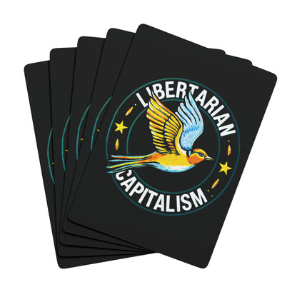 "Libertarian-Capitalism",  Political Playing Cards (70's Black)