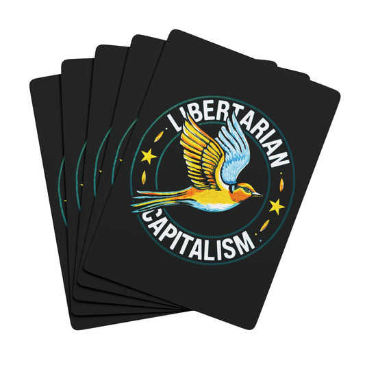 "Libertarian-Capitalism",  Political Playing Cards (70's Black)