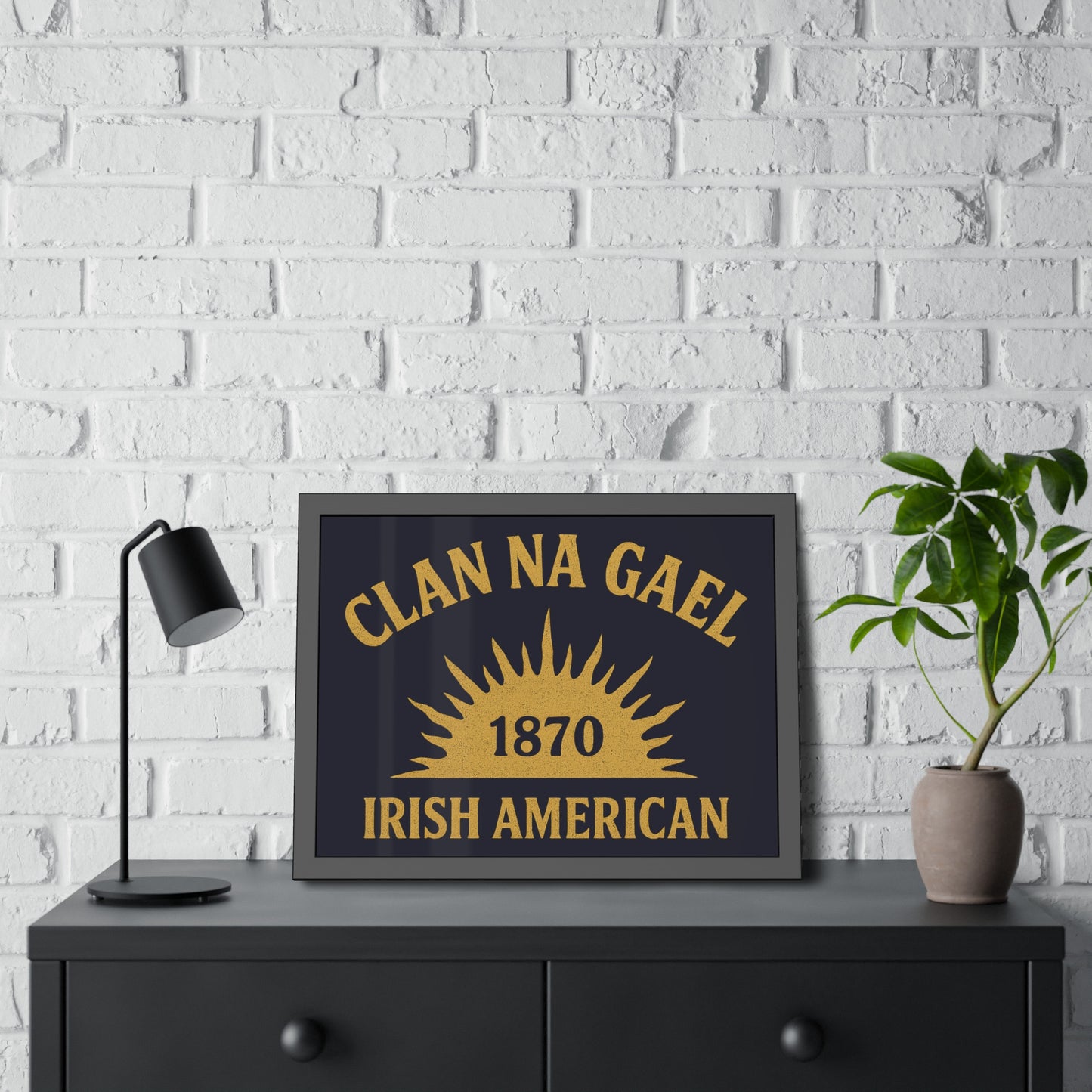"Clan na Gael - Irish American", Framed Paper Poster (Black Rock Blue)