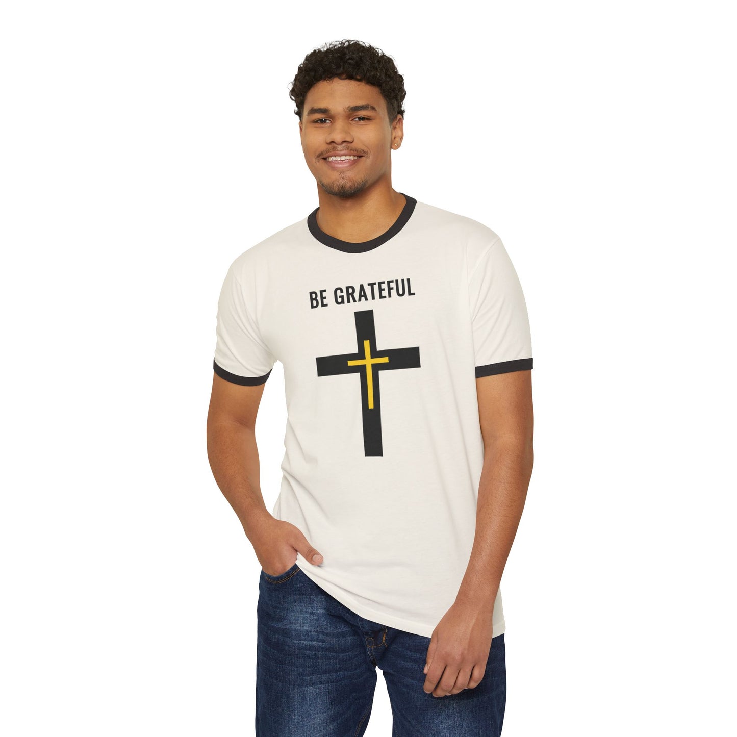 "Be Grateful", Unisex Cotton Ringer T-Shirt