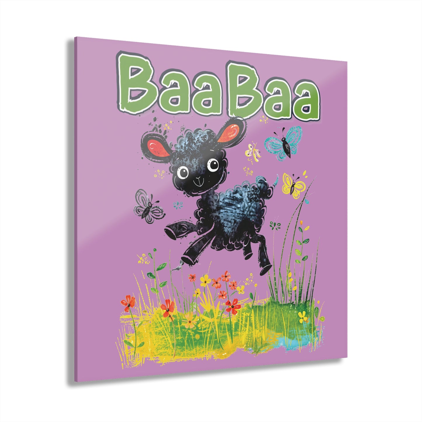"Baa Baa Black Sheep", Acrylic Wall Prints (French Cleat Hanging) (Sanctified Petal)