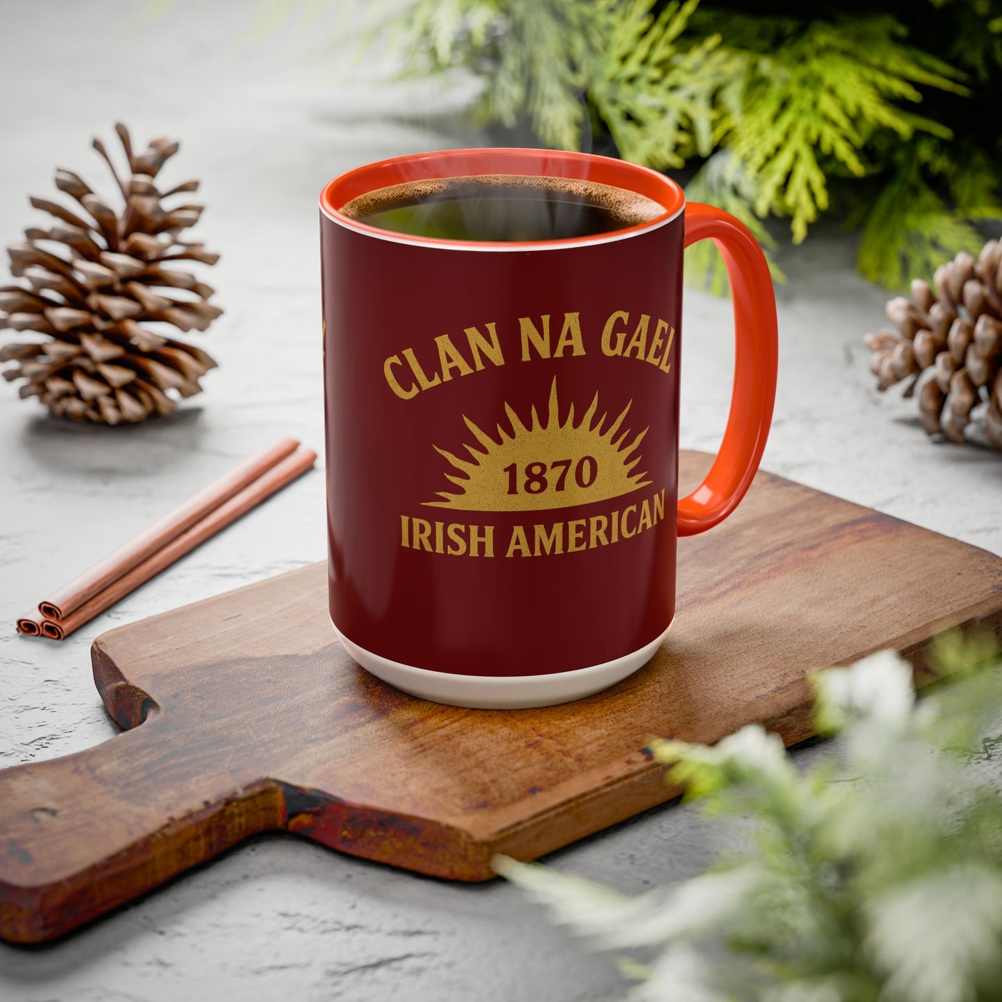"Clan na Gael - Irish American", Colorful Mugs (11oz, 15oz) (Palladius Red)