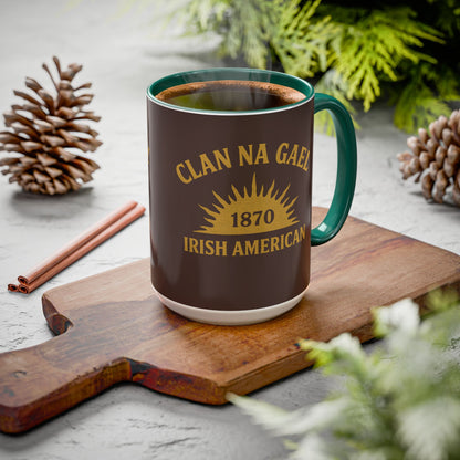 "Clan na Gael - Irish American", Colorful Mugs (11oz, 15oz) (Wild Boar Brown)