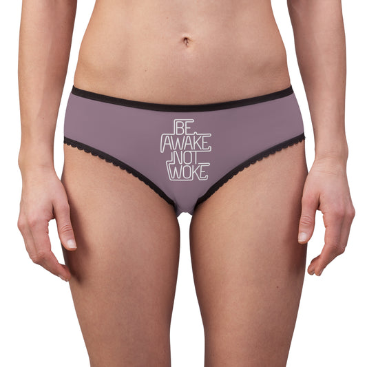 "Be Awake Not Woke" #1, Women's Briefs (Mountbatten Pink)