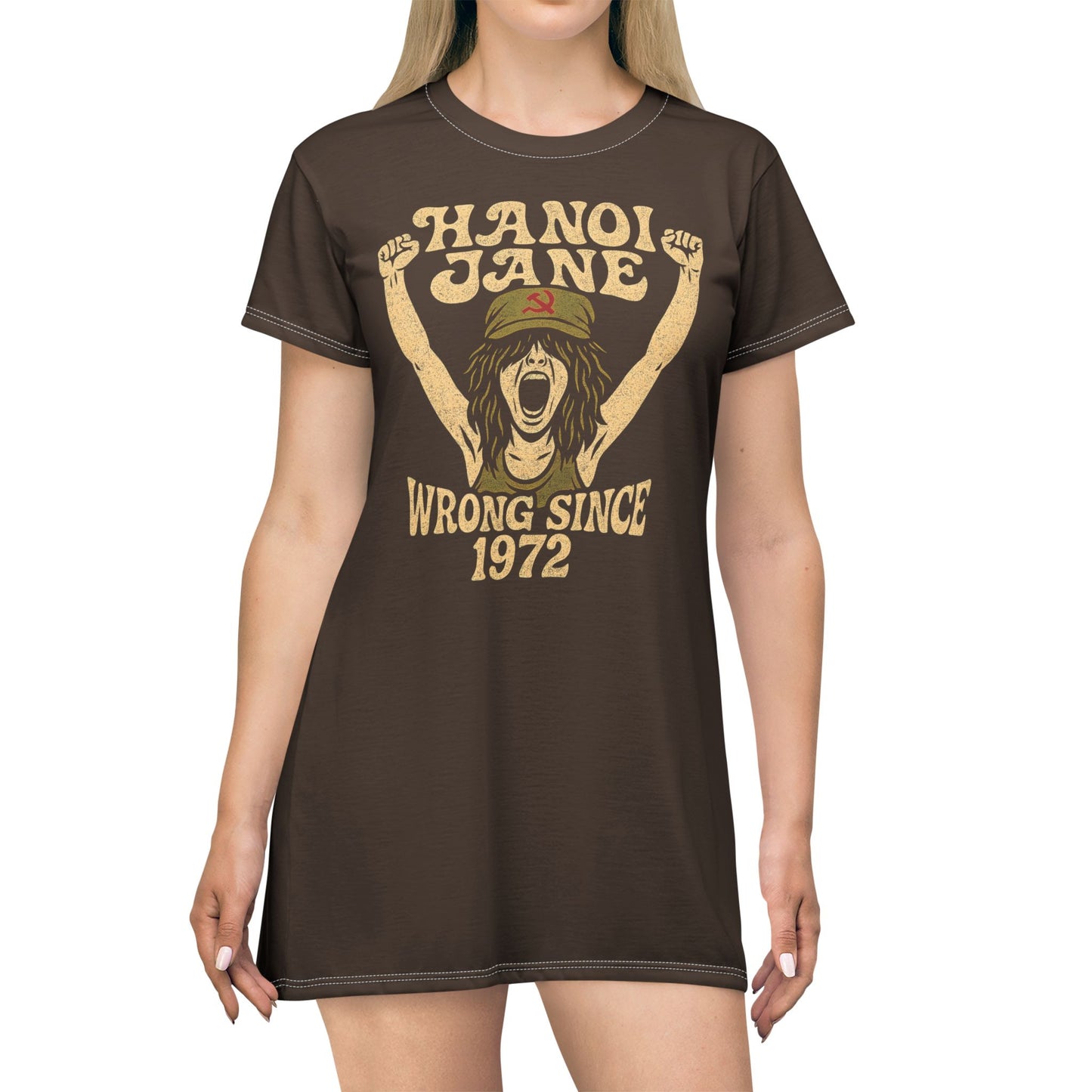 "Hanoi Jane", T-Shirt Dress (Dark Chocolate Brown)