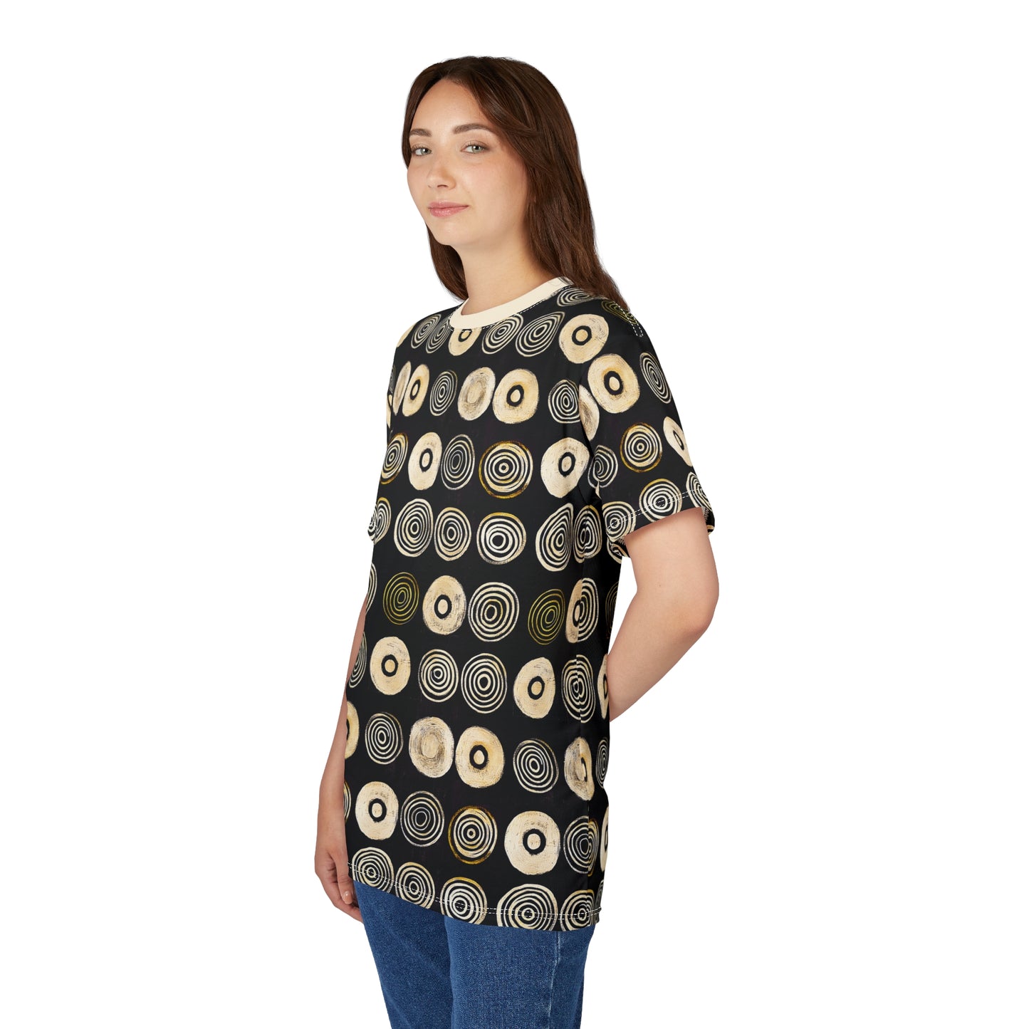 "Punk Polka", Wearable Pattern Art Unisex Tee (Iced Almond)