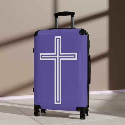 "A Simple Cross" Suitcases (Purple Blue)