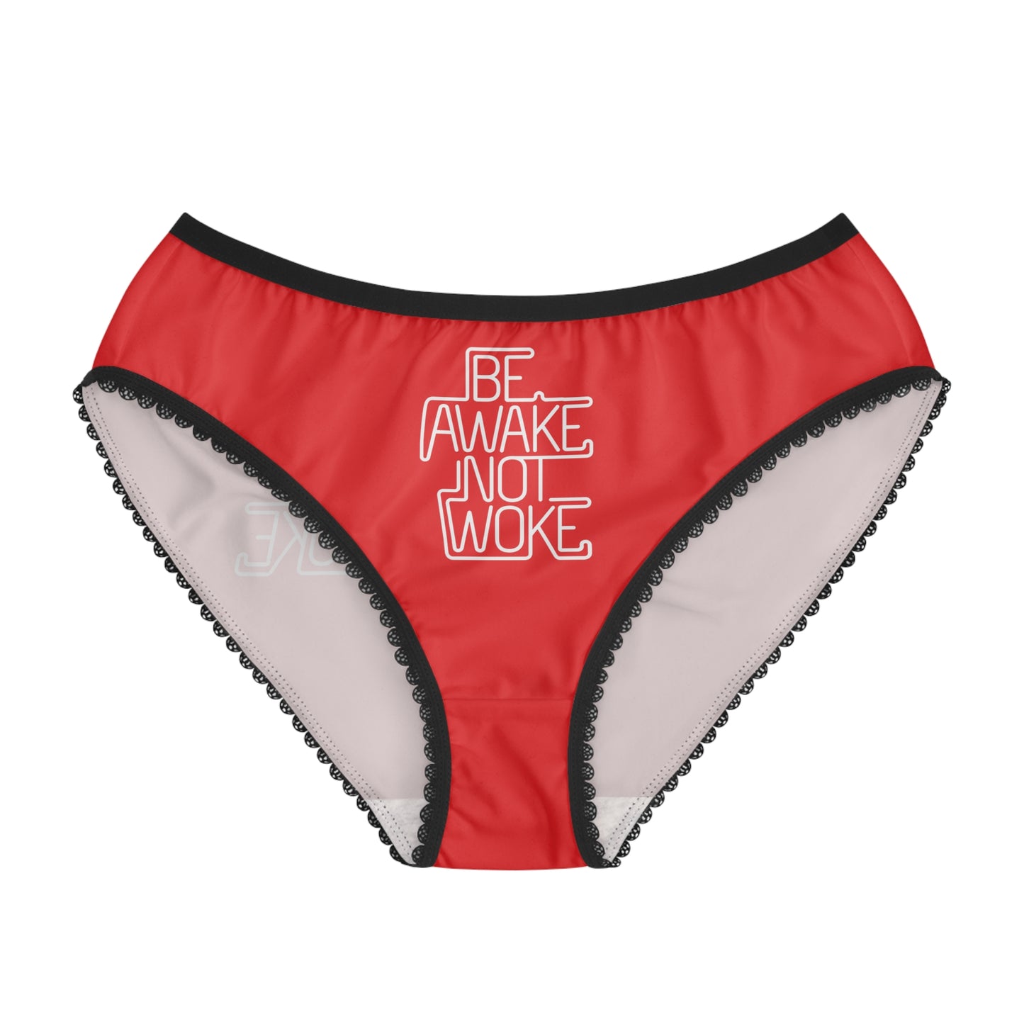 "Be Awake Not Woke" #1, Women's Briefs (Peterhouse Red)