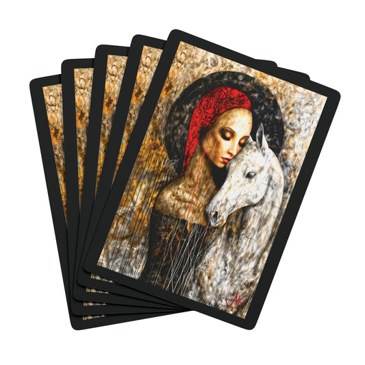 "In My Abscence, God Protect My Sacred Wife", Christian Fine Art Poker Playing Cards (Void Black)