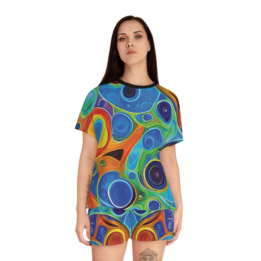 "Primordial Soup", Fine Art Women's Short Pajama Set (Black Collar)