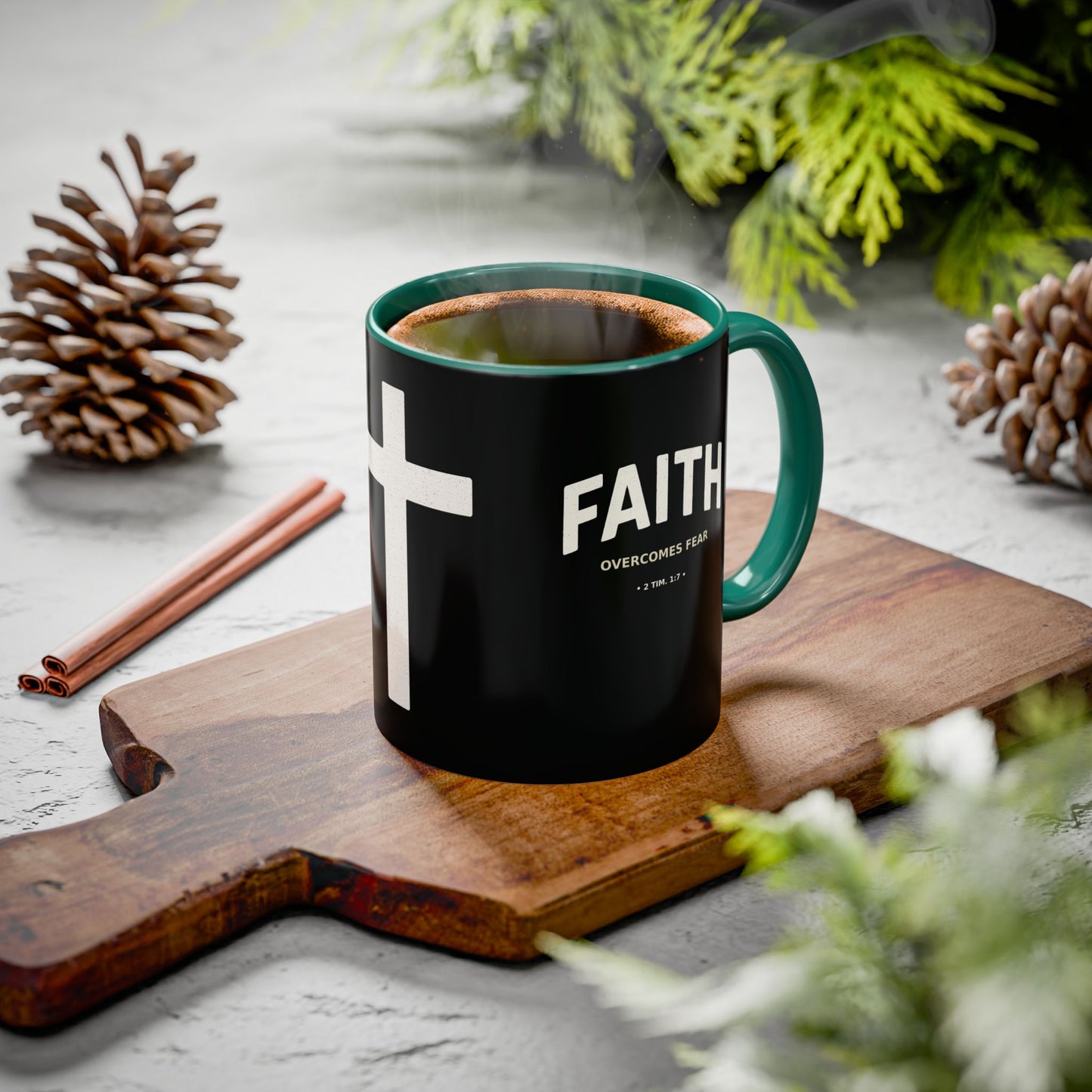 "Faith Overcomes Fear", Colorful Mugs (11oz, 15oz)