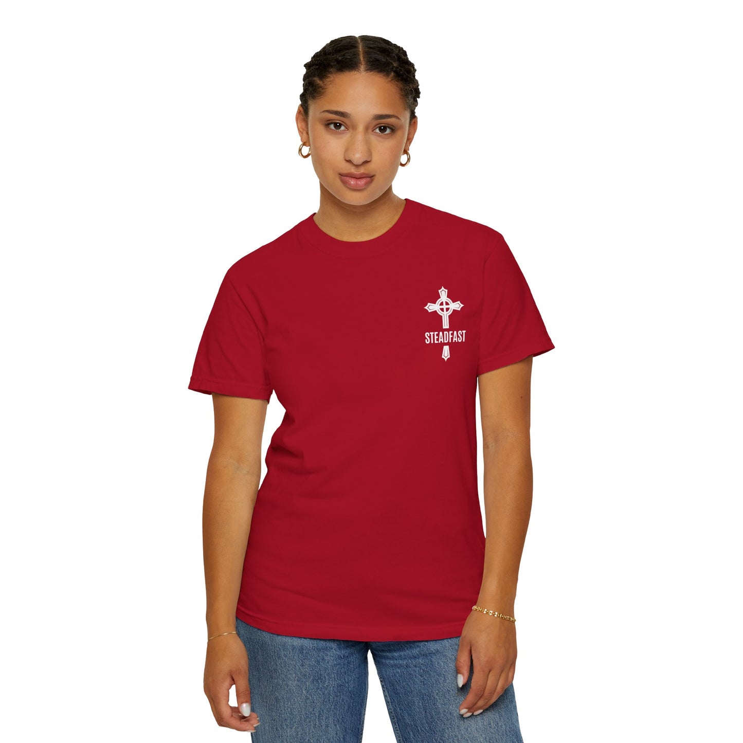 "Steadfast Cross in White", Unisex T-shirt
