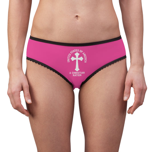 "USA - A Christian Nation" #04, Women's Briefs (Knockout Pink)