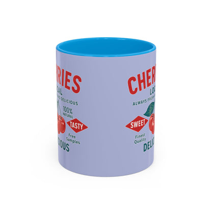 "Delicious Cherries", Colorful Mugs (11oz, 15oz) (Retro Periwinkle)