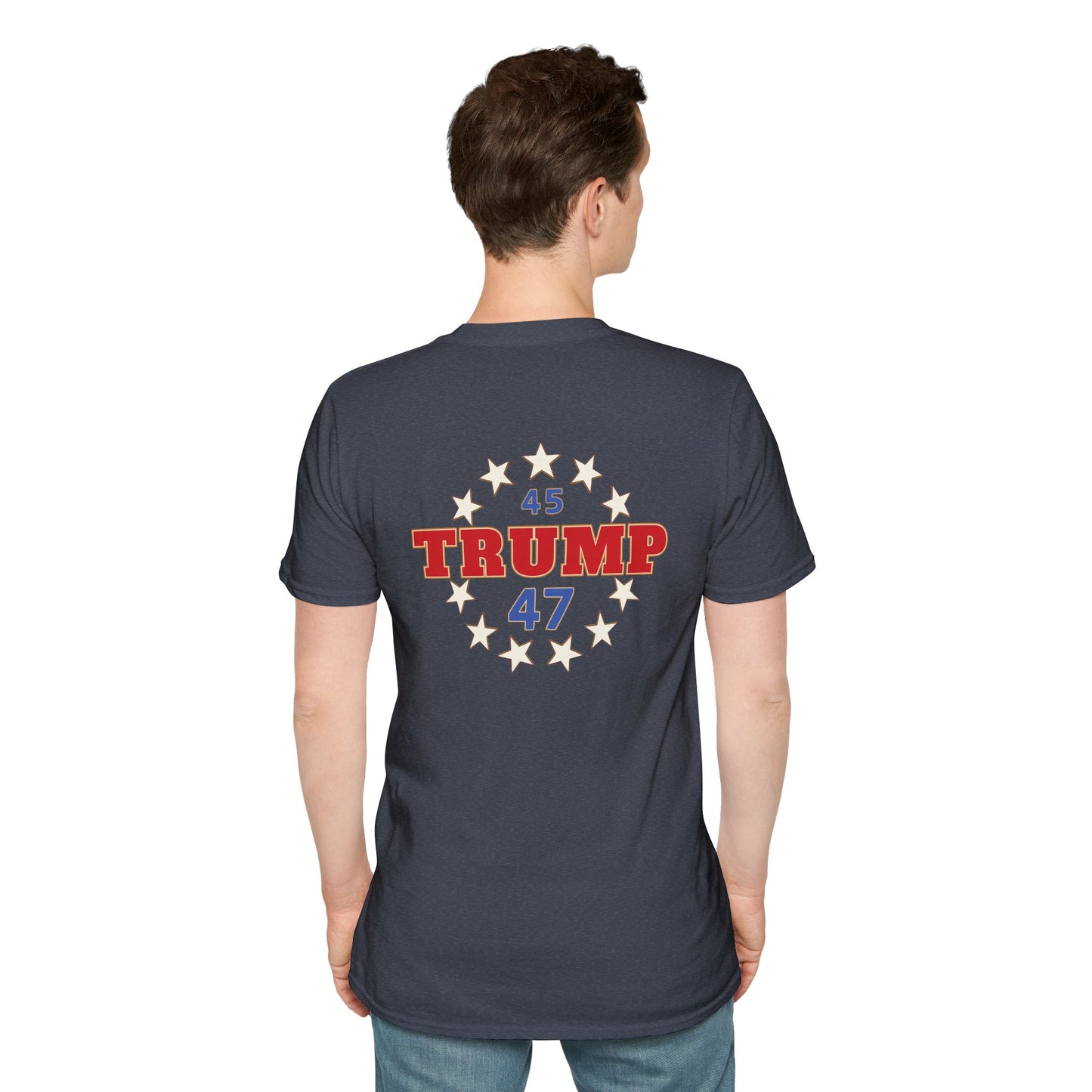 "Trump 45-47 Circle of Stars", Unisex Softstyle T-Shirt