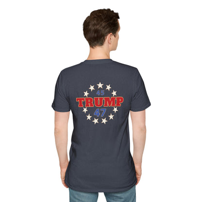 "Trump 45-47 Circle of Stars", Unisex Softstyle T-Shirt
