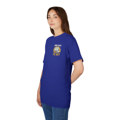 "Bring Back The Biff", Unisex T-shirt (Cobalt Ore Blue)