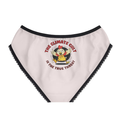 "The Climate Cult" (Chicken Little), Women's Briefs (Washed Pebble Grey)