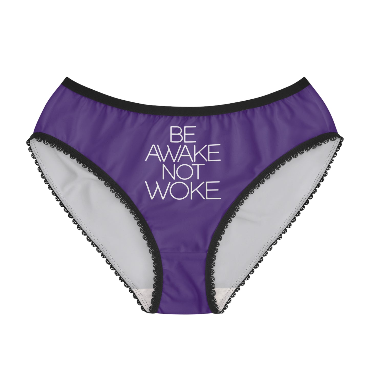 "Be Awake Not Woke" #2, Women's Briefs (Deep Purple)