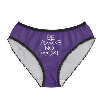"Be Awake Not Woke" #2, Women's Briefs (Deep Purple)