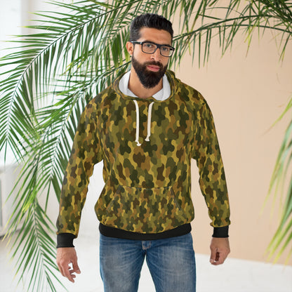 "SASR inspired Day-Ops Camouflage" Style 02, Unisex Wearable Art Pullover Hoodie (SASR Black Cuffs & Waist)