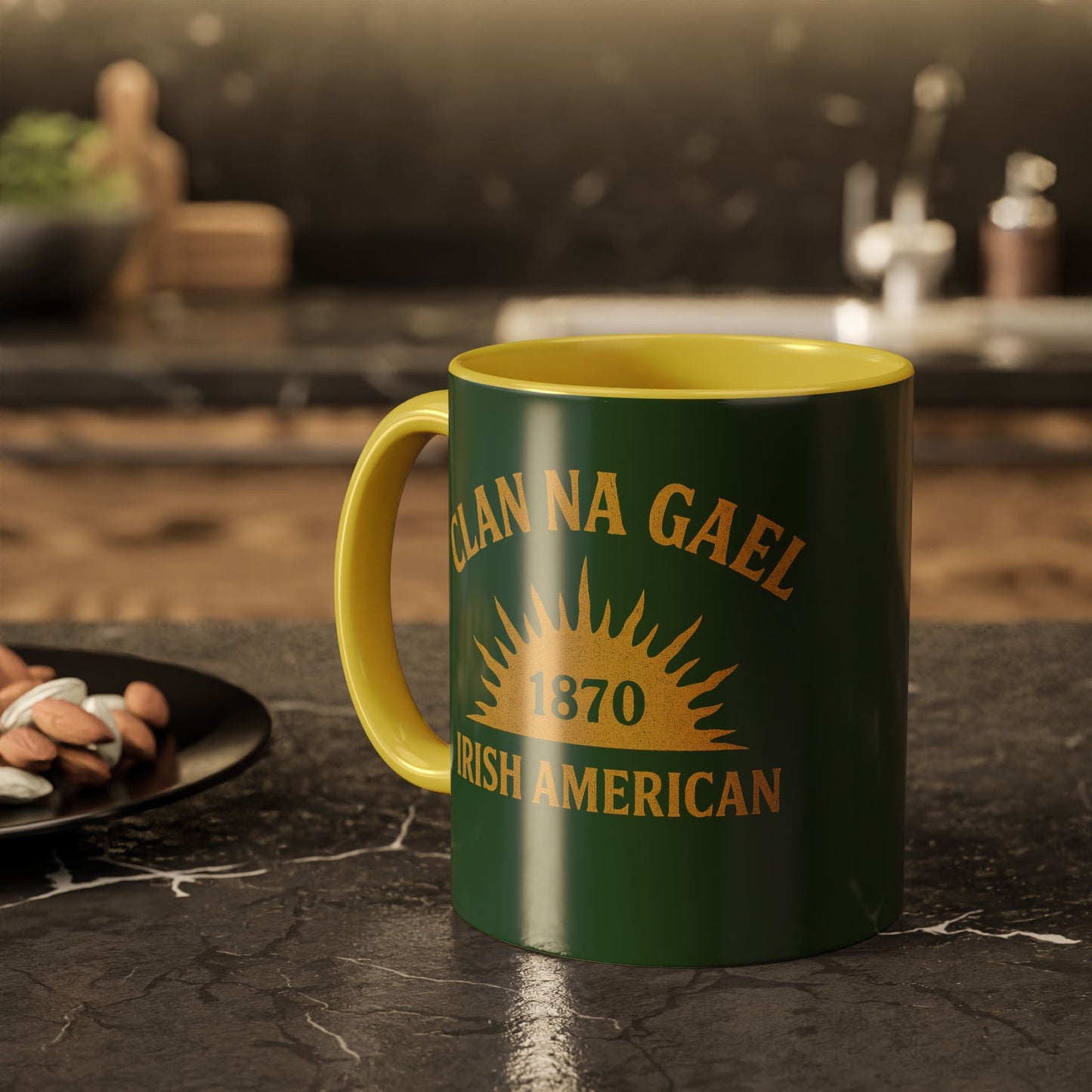 "Clan na Gael - Irish American", Colorful Mugs (11oz, 15oz) (Brithemain Green)