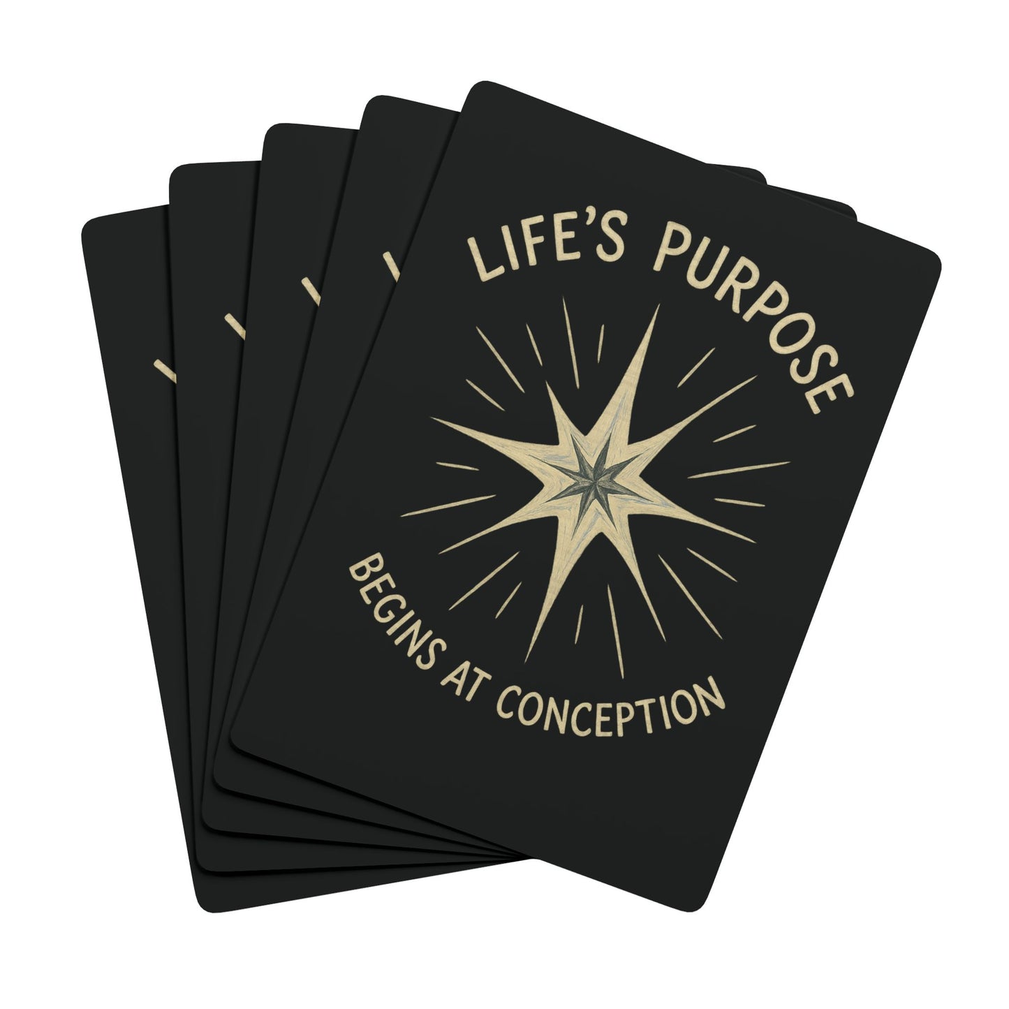 "Life's Purpose Begins at Conception #02", Christian Playing Cards (Void Black)