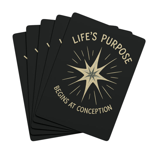"Life's Purpose Begins at Conception #02", Christian Playing Cards (Void Black)