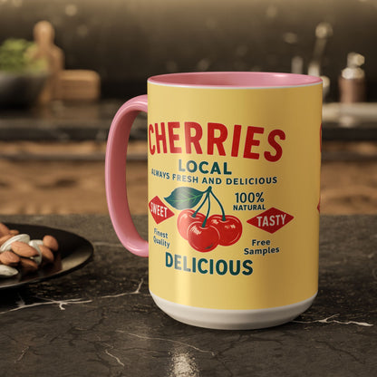 "Delicious Cherries", Colorful Mugs (11oz, 15oz) (Sanctum Veil)