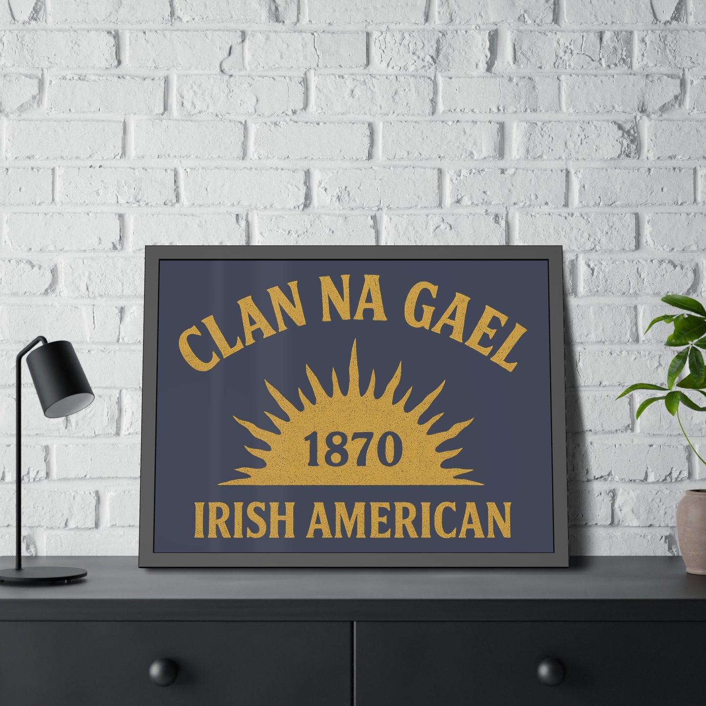 "Clan na Gael - Irish American", Framed Paper Poster (Blue Burka Grey)