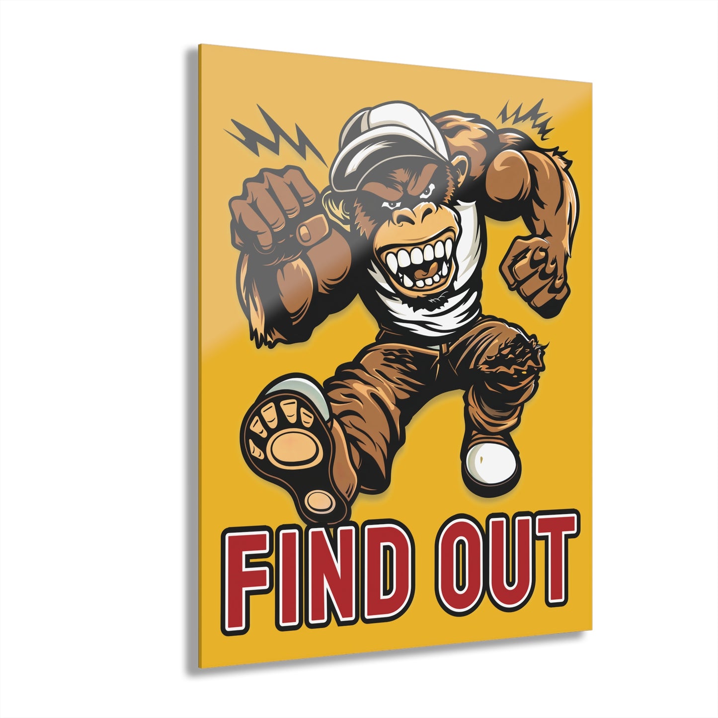 "Find Out", Acrylic Wall Prints (French Cleat Hanging) (Amber Yellow)