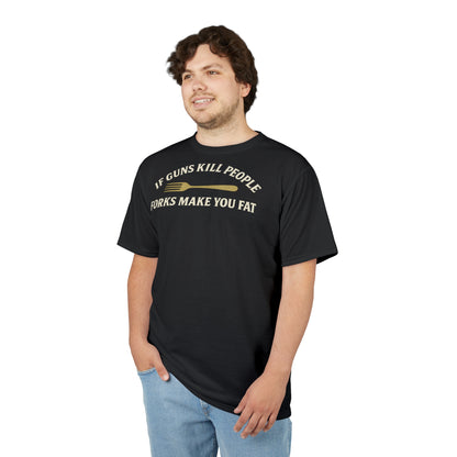 ''Forks Make You Fat", Unisex T-shirt (Kilmor Black)