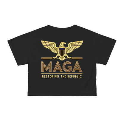 "MAGA - Restoring the Republic", Crop Tee (Void Black)