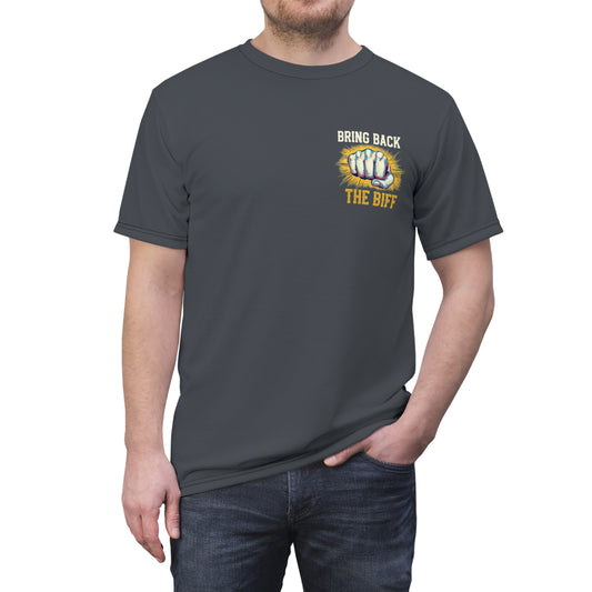 "Bring Back The Biff", Unisex T-shirt (Hebridean Grey)
