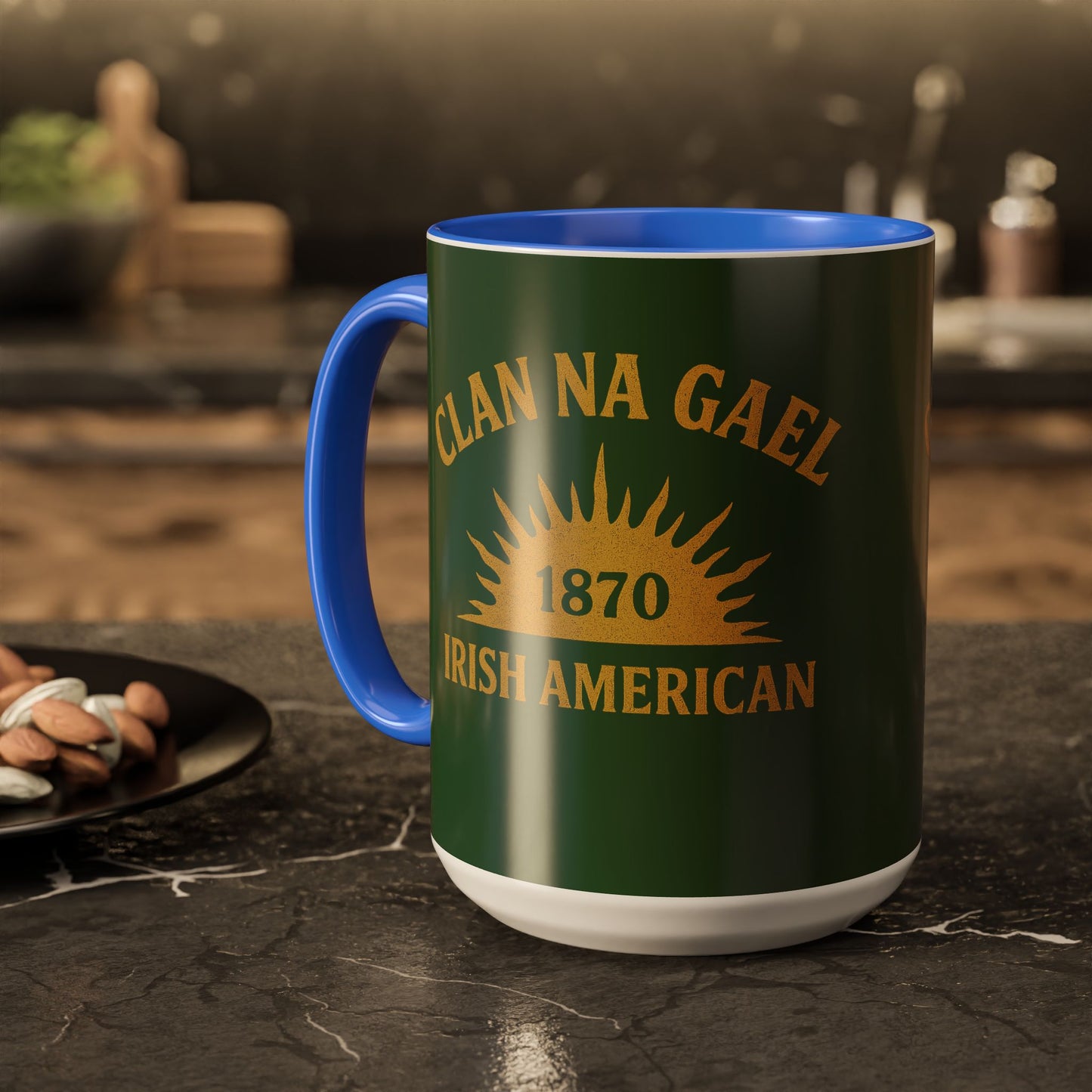 "Clan na Gael - Irish American", Colorful Mugs (11oz, 15oz) (Brithemain Green)