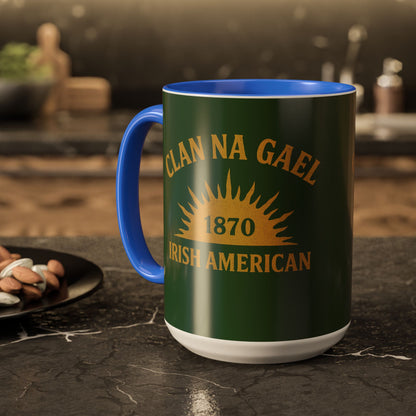 "Clan na Gael - Irish American", Colorful Mugs (11oz, 15oz) (Brithemain Green)